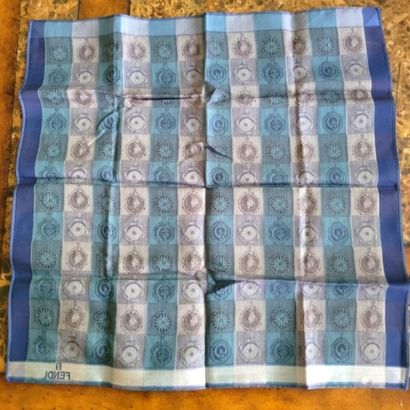 Fendi Blue and Gray Patterned Scarf - Picture 2 of 3